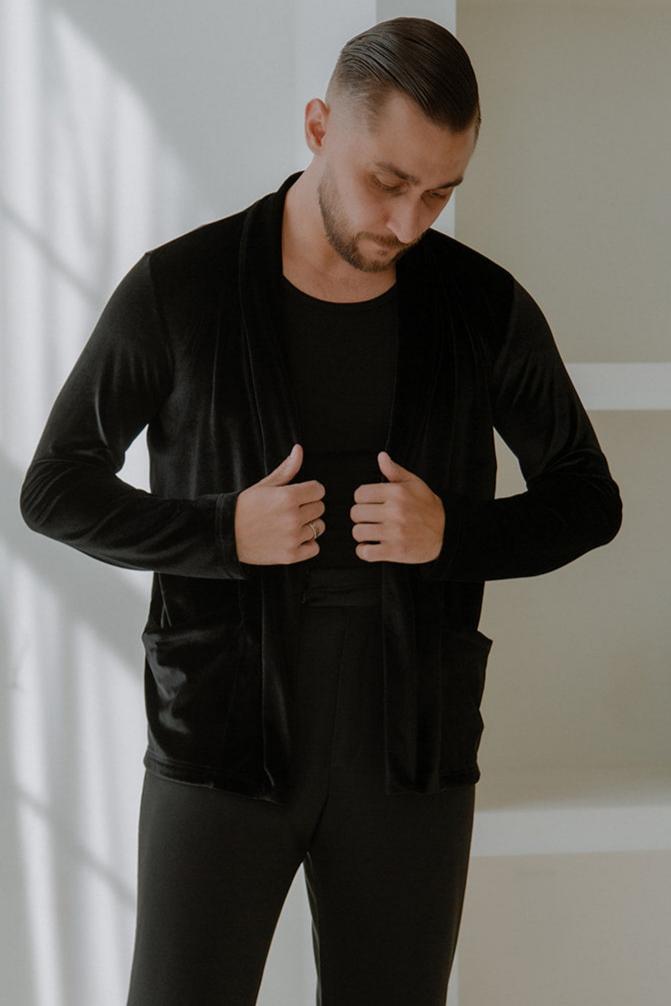 Roman Cardigan -  Black Velvet