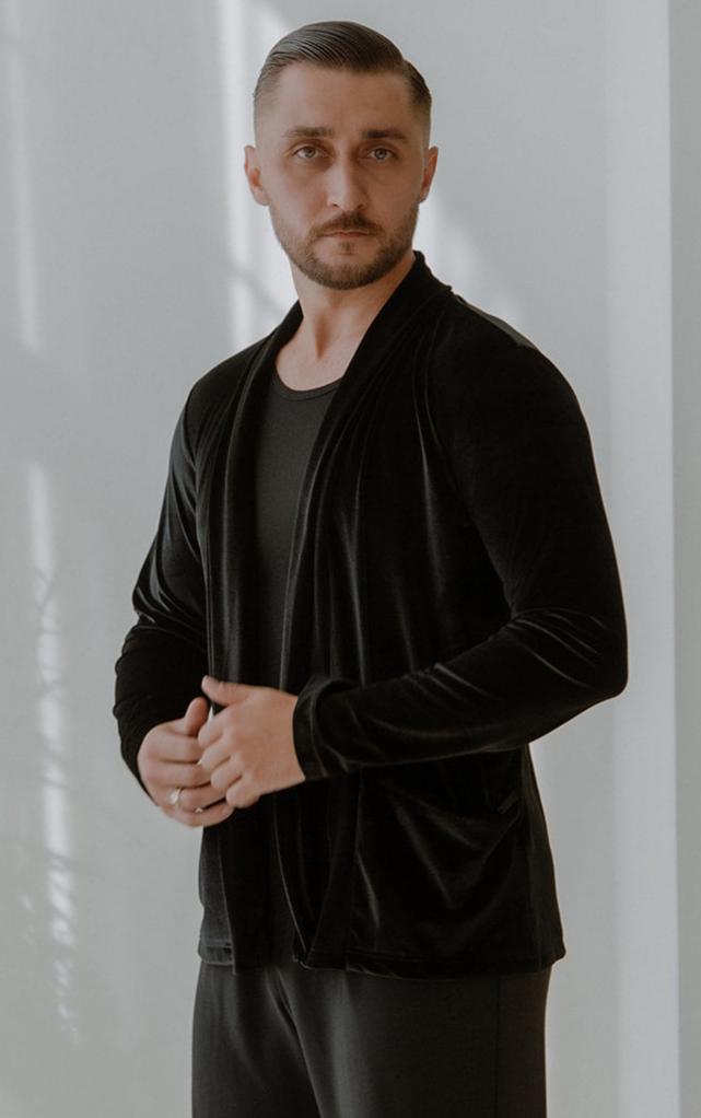 Roman Cardigan -  Black Velvet