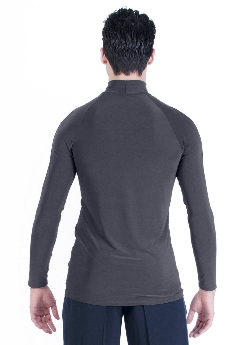 Miari men's classic black comfy turtleneck latin ballroom dance top.