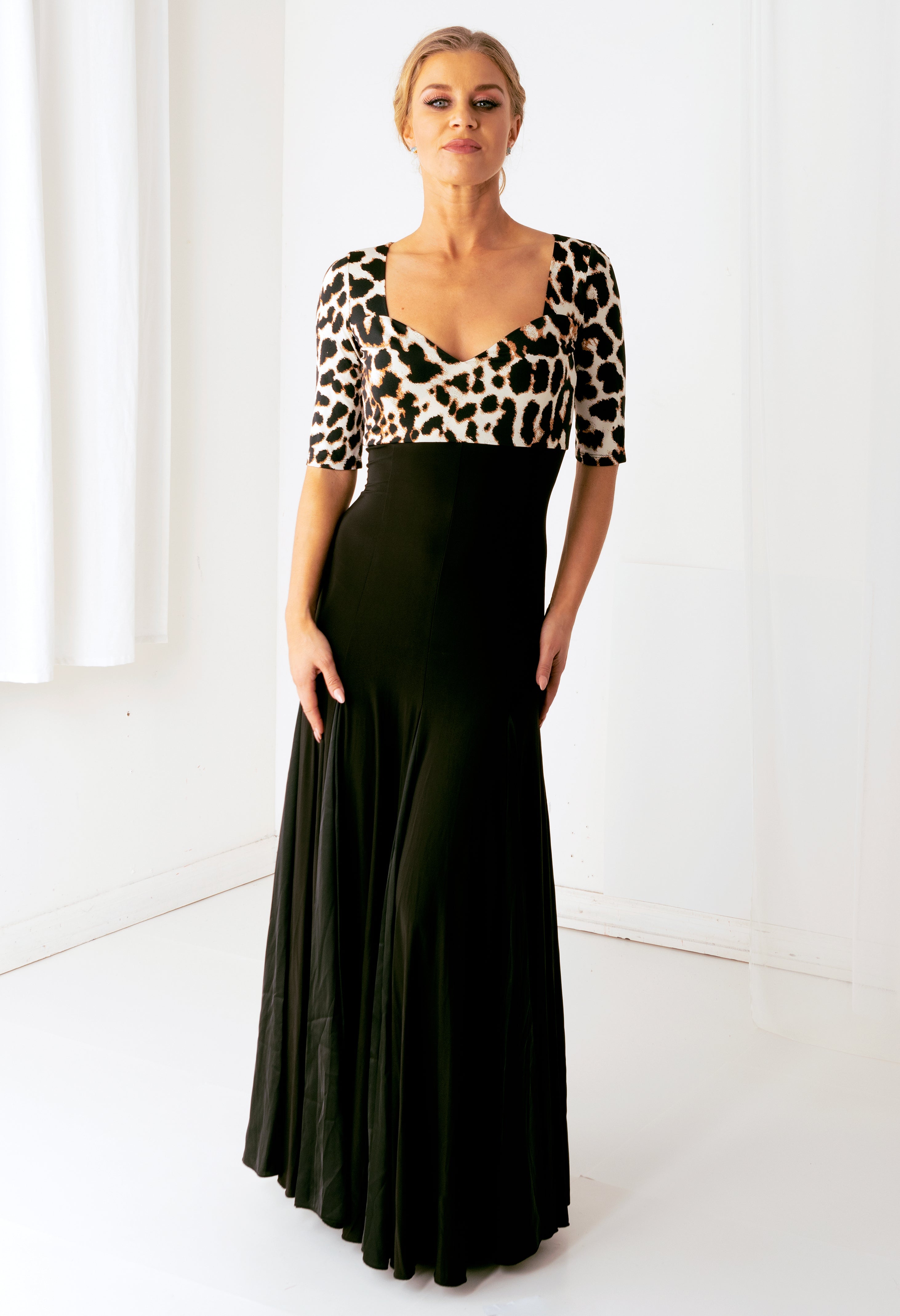 Jade Gown - Black/Animal Print