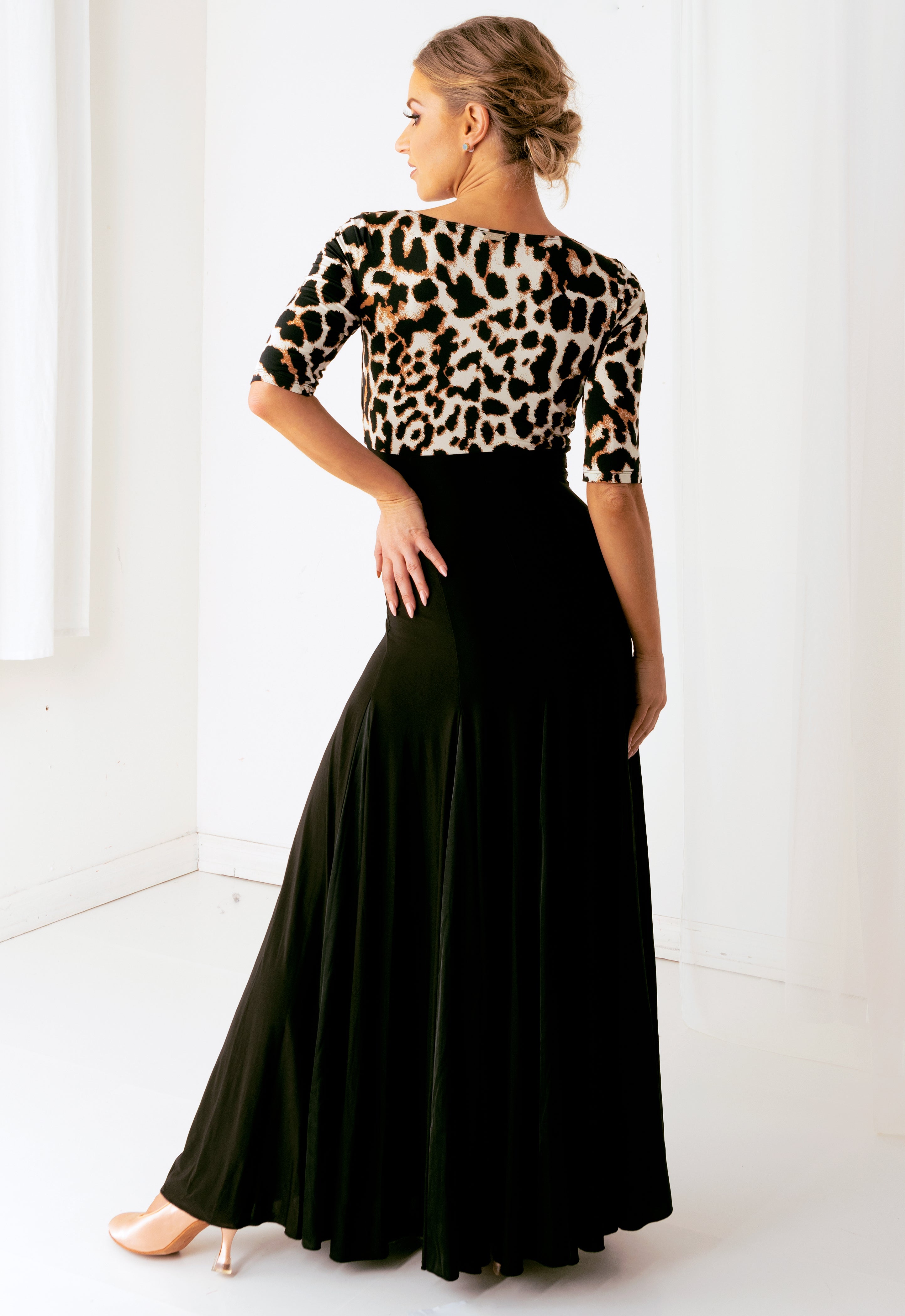 Jade Gown - Black/Animal Print