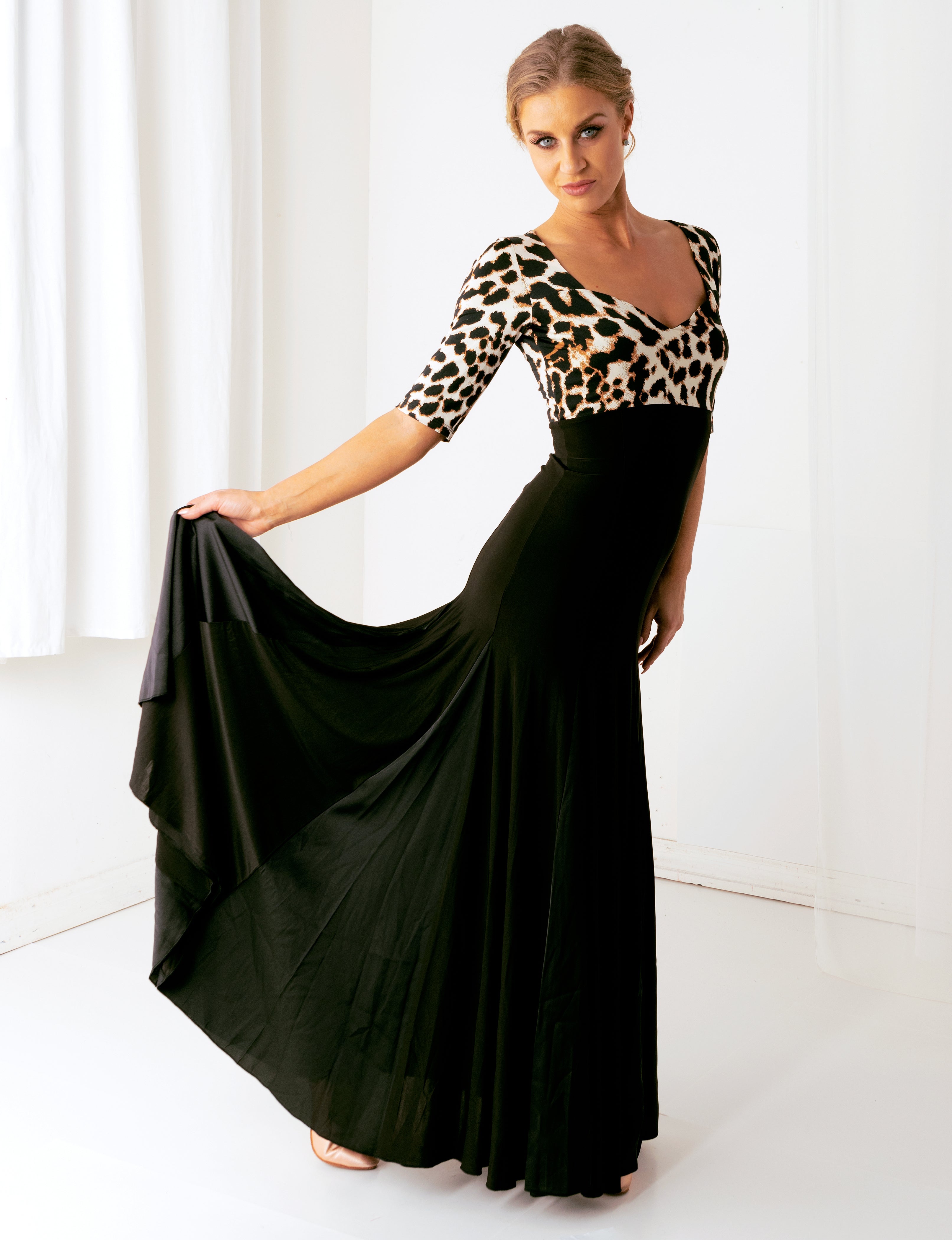 Jade Gown - Black/Animal Print