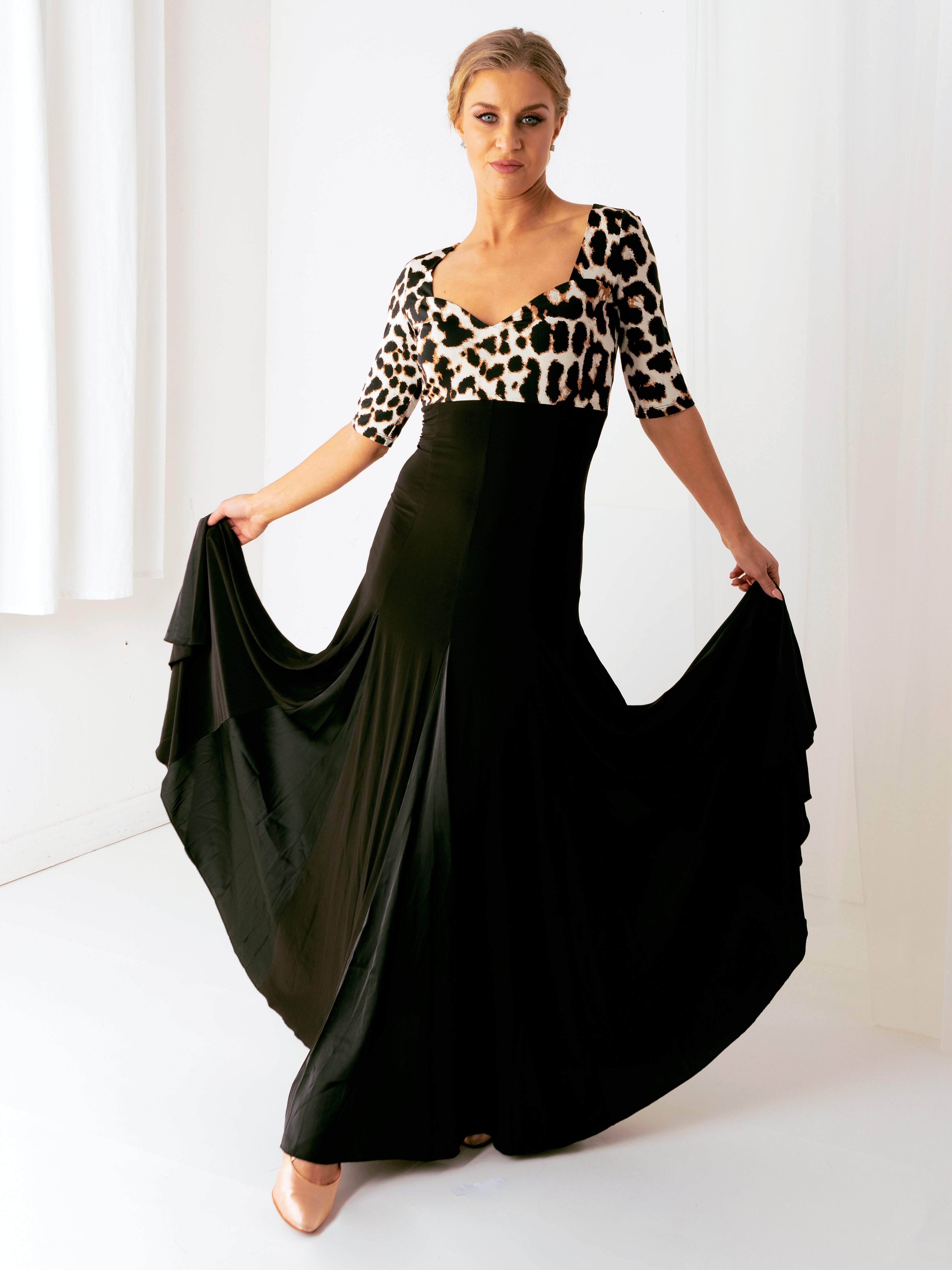 Jade Gown - Black/Animal Print